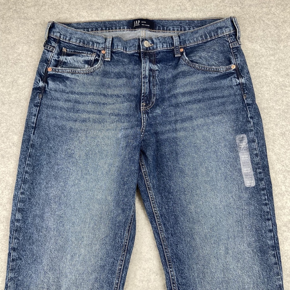 Gap 90s Loose Jeans Womens 18/34R (39x29) Blue High Rise Relaxed Straight